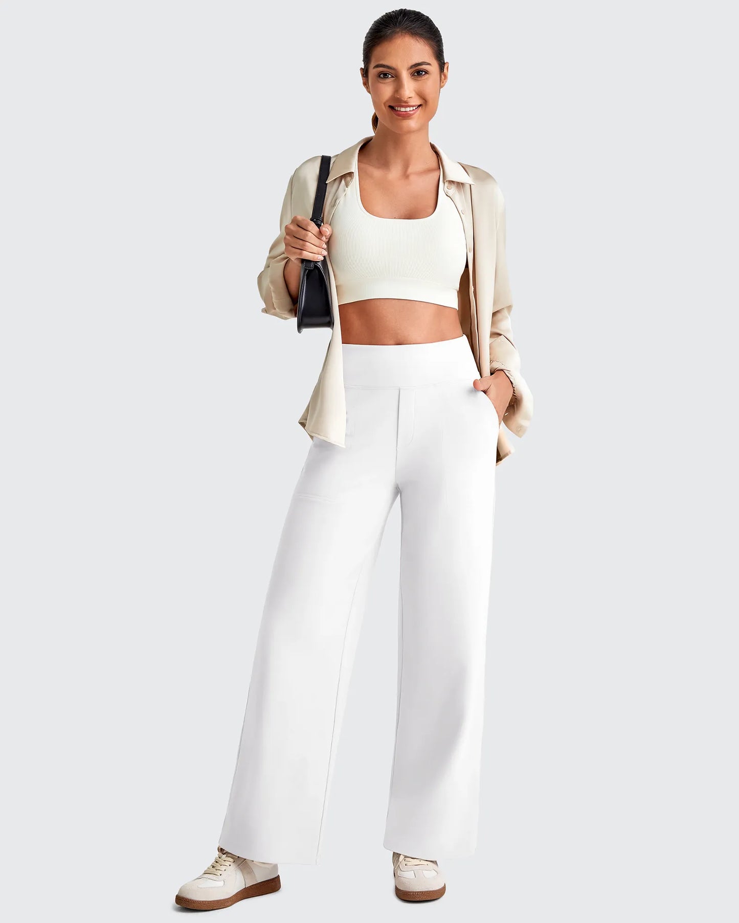 Pantalones de vestir capri elásticos de tiro alto EverGoing (talla regular)