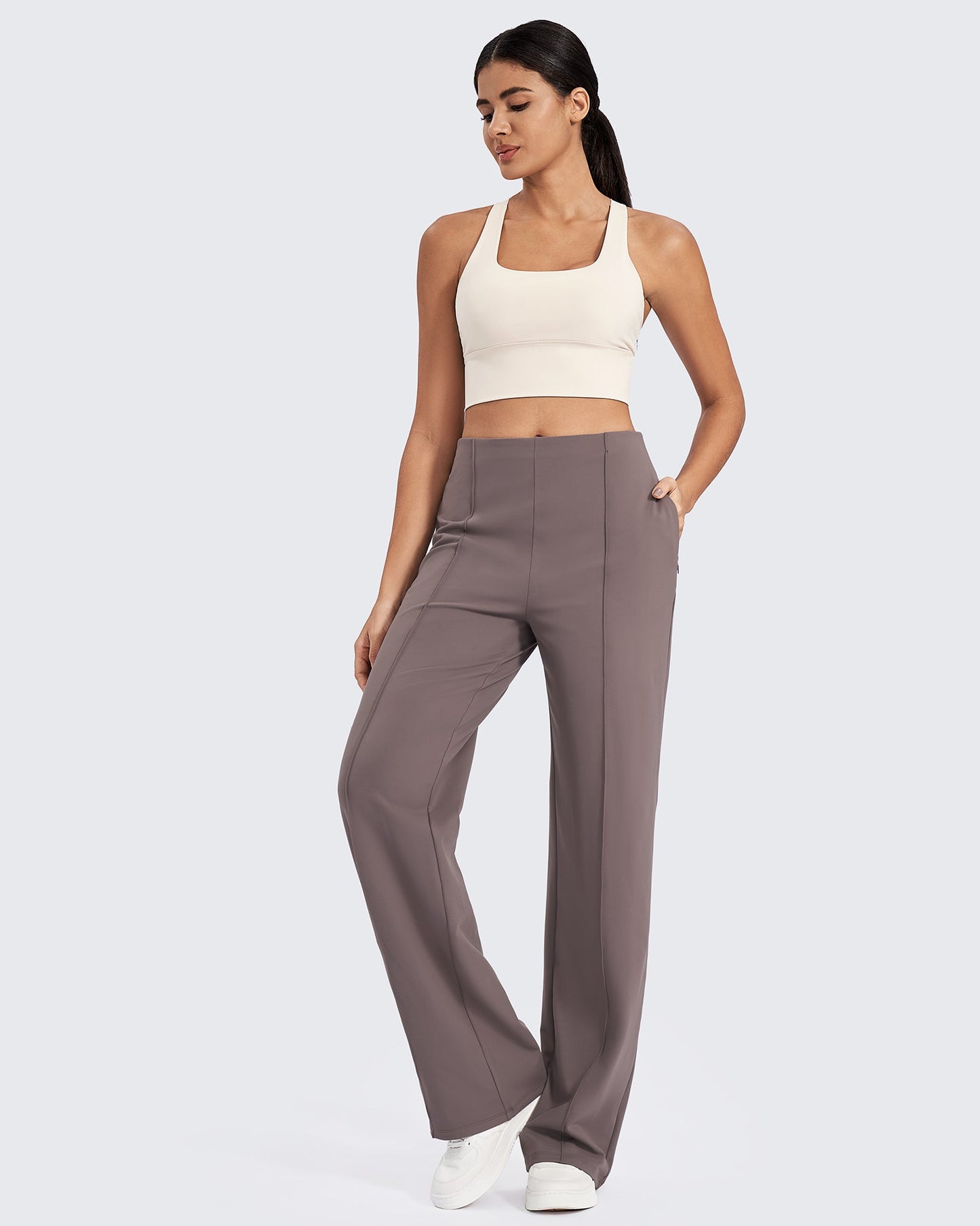 Pantalones de pernera ancha con pliegues delanteros EverGoing Business