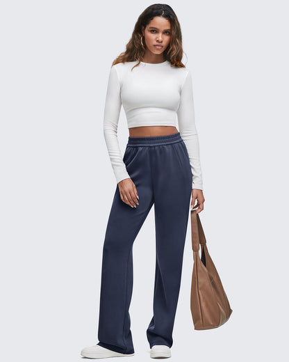 Pantalones de chándal de pernera ancha con cintura elástica Smoofit altos