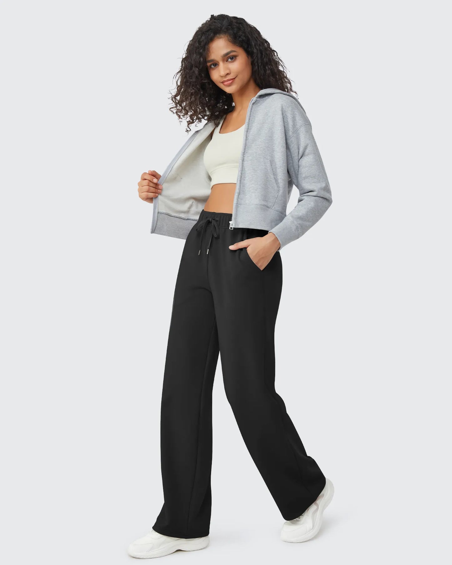 Pantalones informales EverGoing Petite con cordón y forro polar suelto