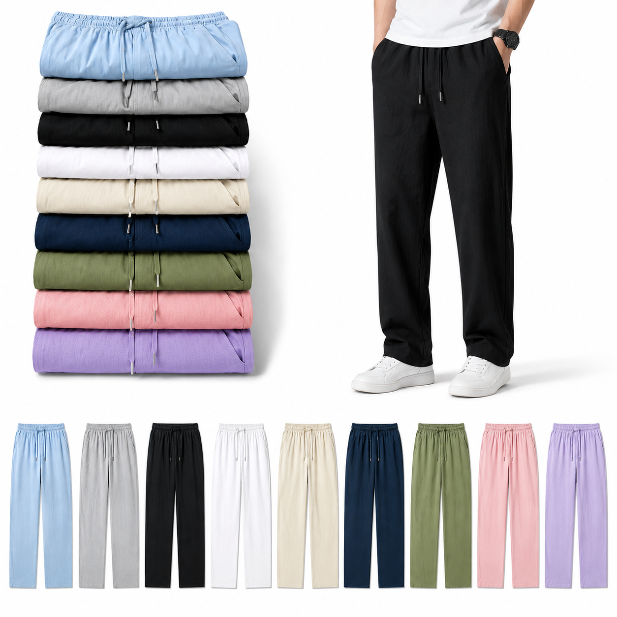 Limited-Time 12-Piece Set –  100% Cotton Linen Pantsfor Men & Women