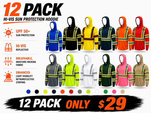 5-Pack High-Visibility Hooded Safety Shirts