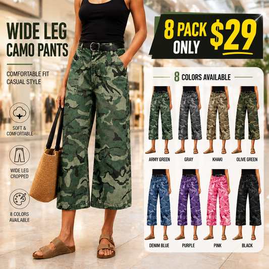 Stretch Camouflage-Print Mid-Rise Straight-Leg Cropped Pants