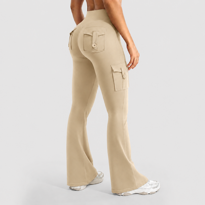 Women's High-Waisted Flared Athletic Pants—with Pockets