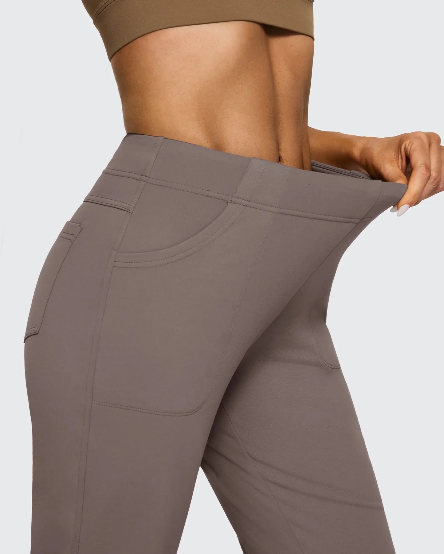 Pantalones de trabajo acampanados de tiro alto con forro polar