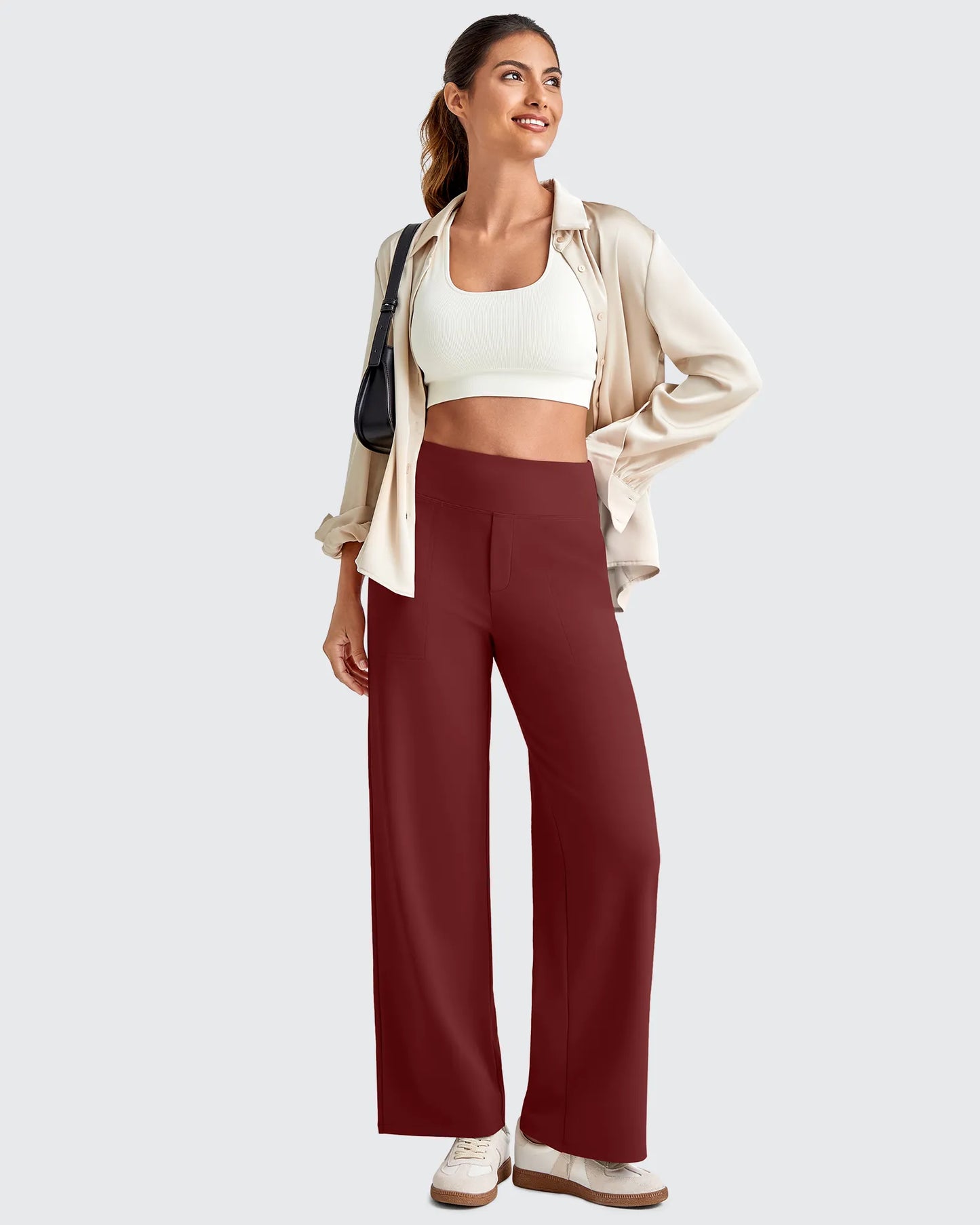 Pantalones de vestir capri elásticos de tiro alto EverGoing (talla regular)