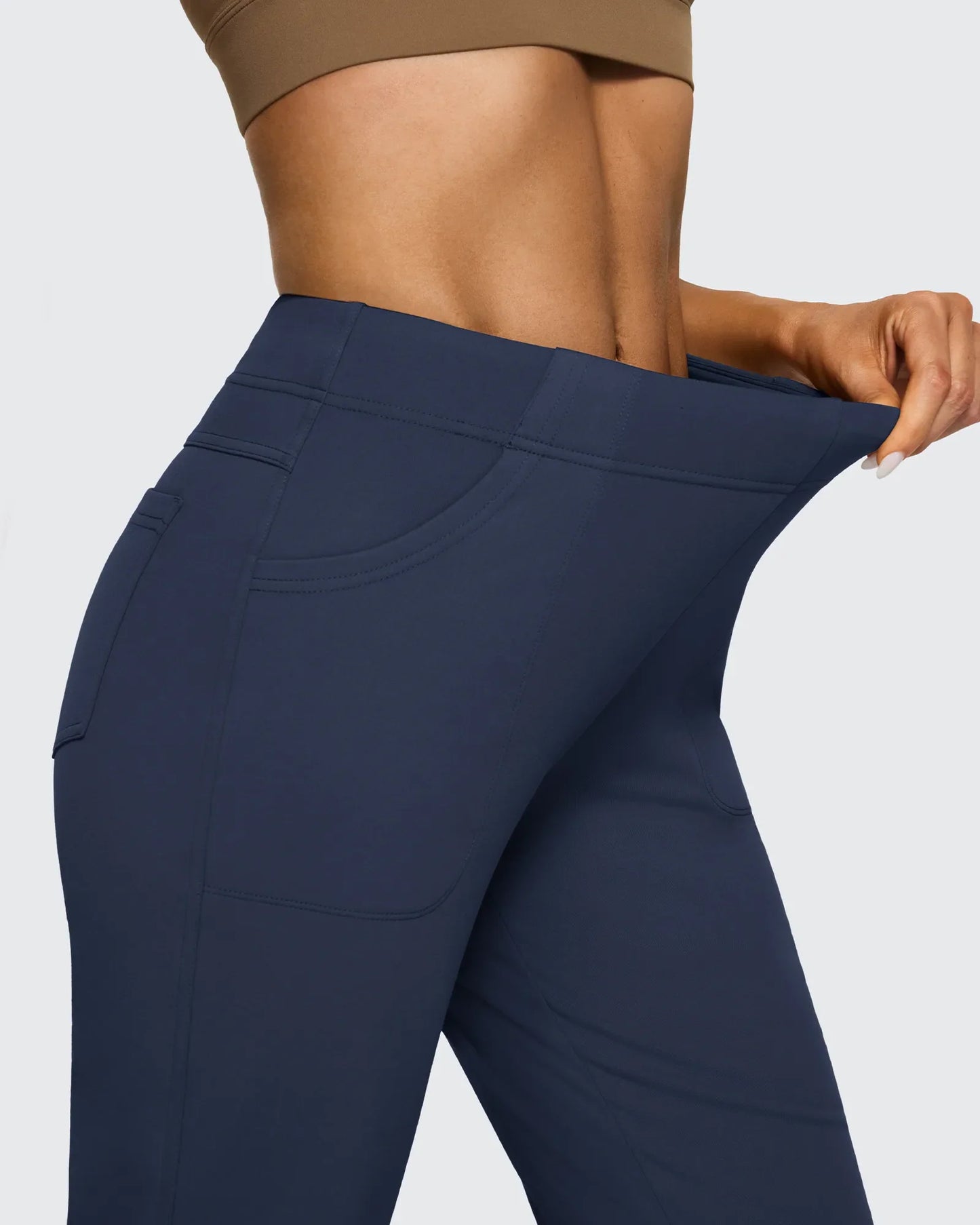 Pantalones de trabajo acampanados de tiro alto con forro polar