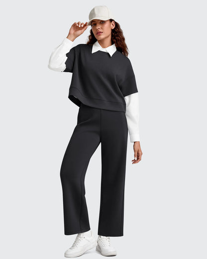 Pantalones deportivos tobilleros de pernera ancha con cintura elástica Smoofit
