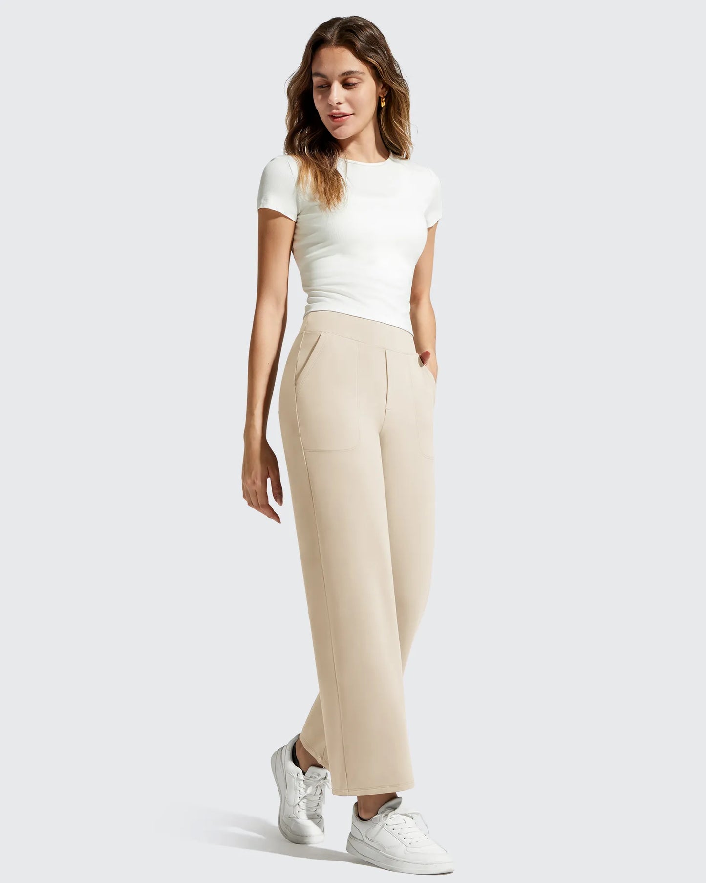 Pantalones de vestir informales largos hasta el tobillo BareFeel Faux Fly