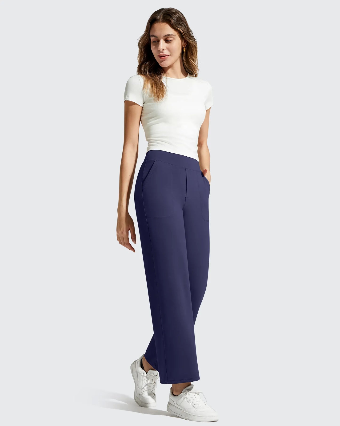Pantalones de vestir informales largos hasta el tobillo BareFeel Faux Fly