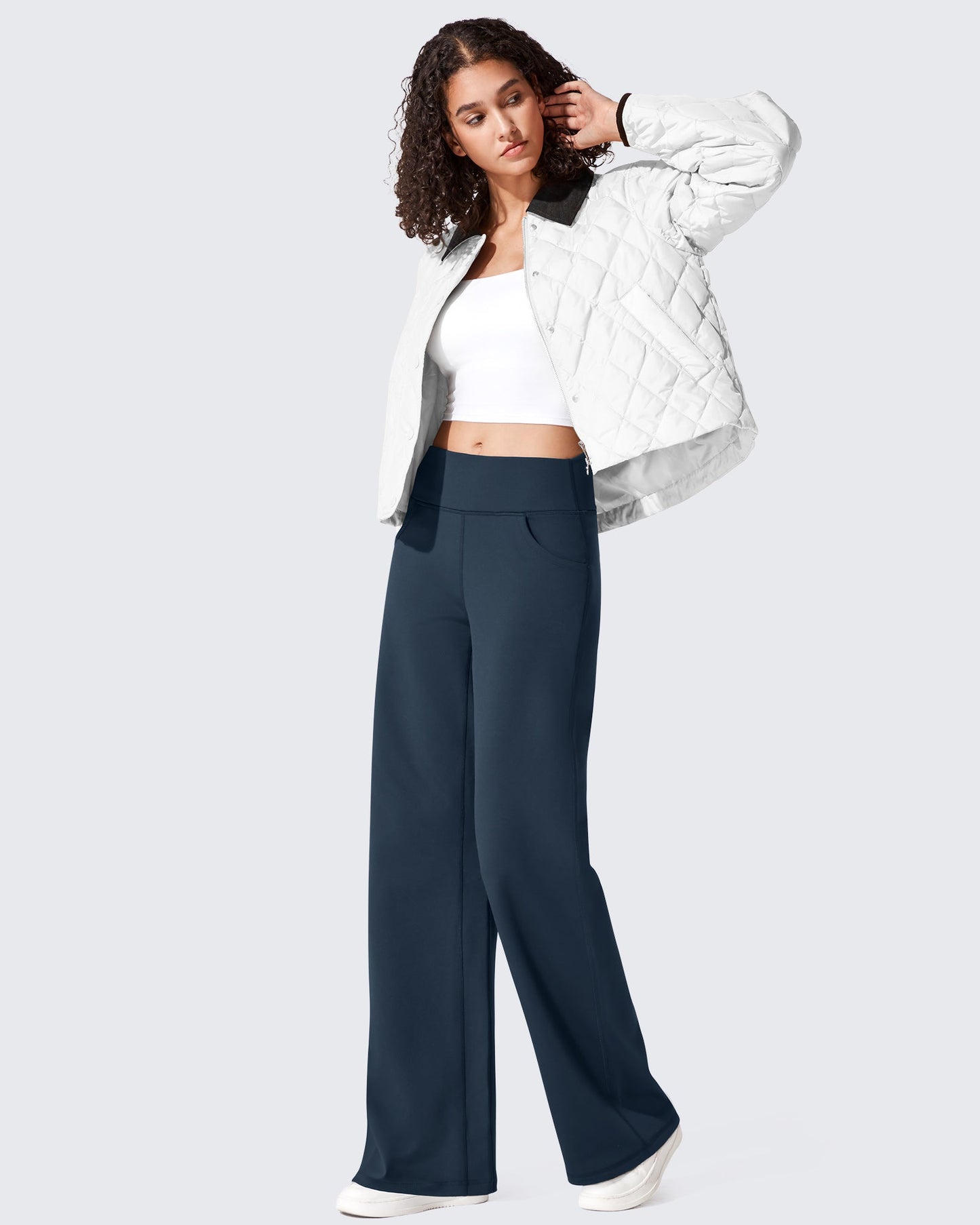 Pantalones térmicos de cintura alta y pierna ancha con forro polar EverGoing