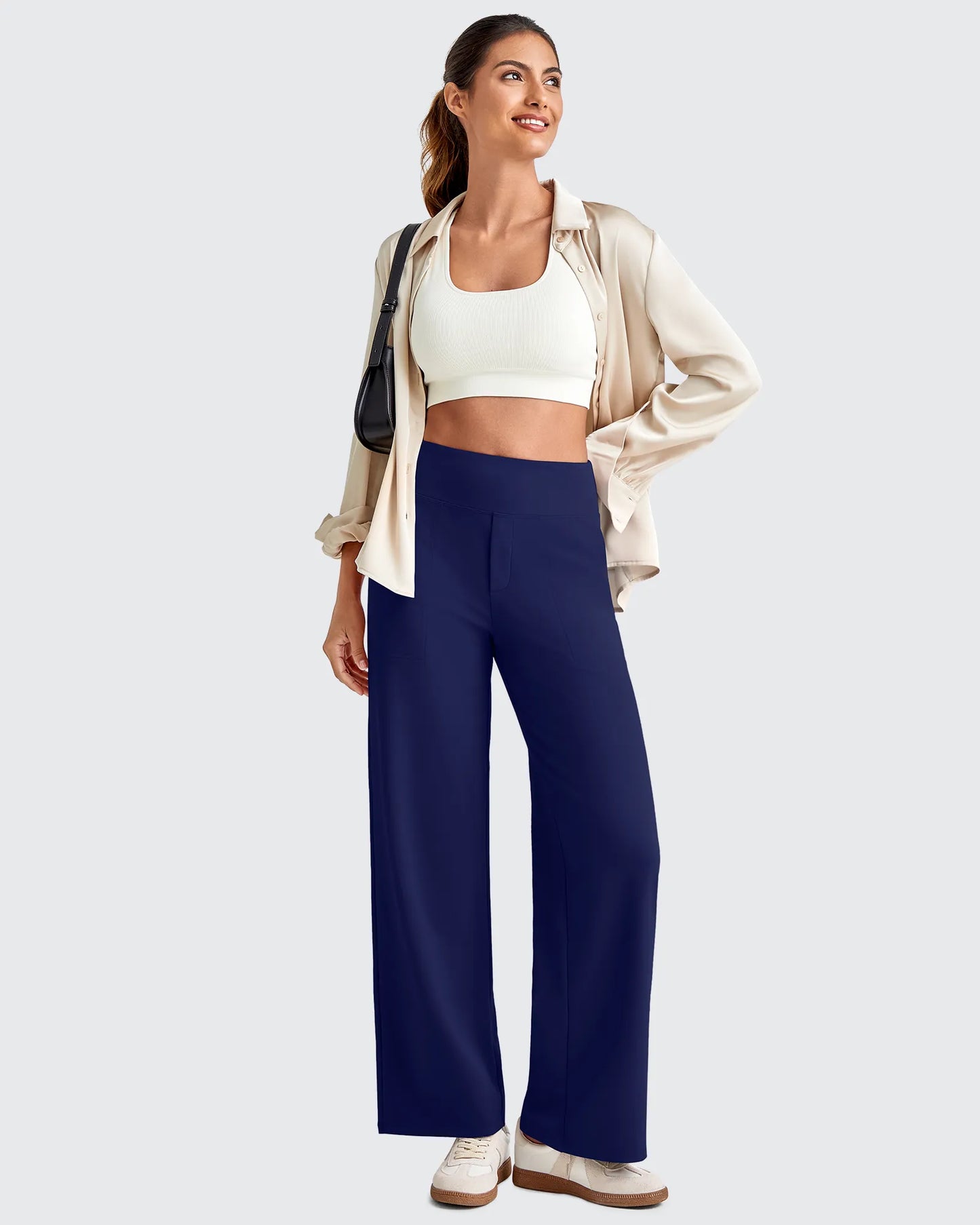 Pantalones de vestir capri elásticos de tiro alto EverGoing (talla regular)