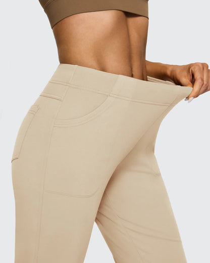 Pantalones de trabajo acampanados de tiro alto con forro polar