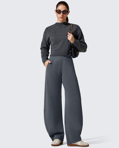 Pantalones deportivos holgados Smoofit con forro polar, pierna ancha y corte barril