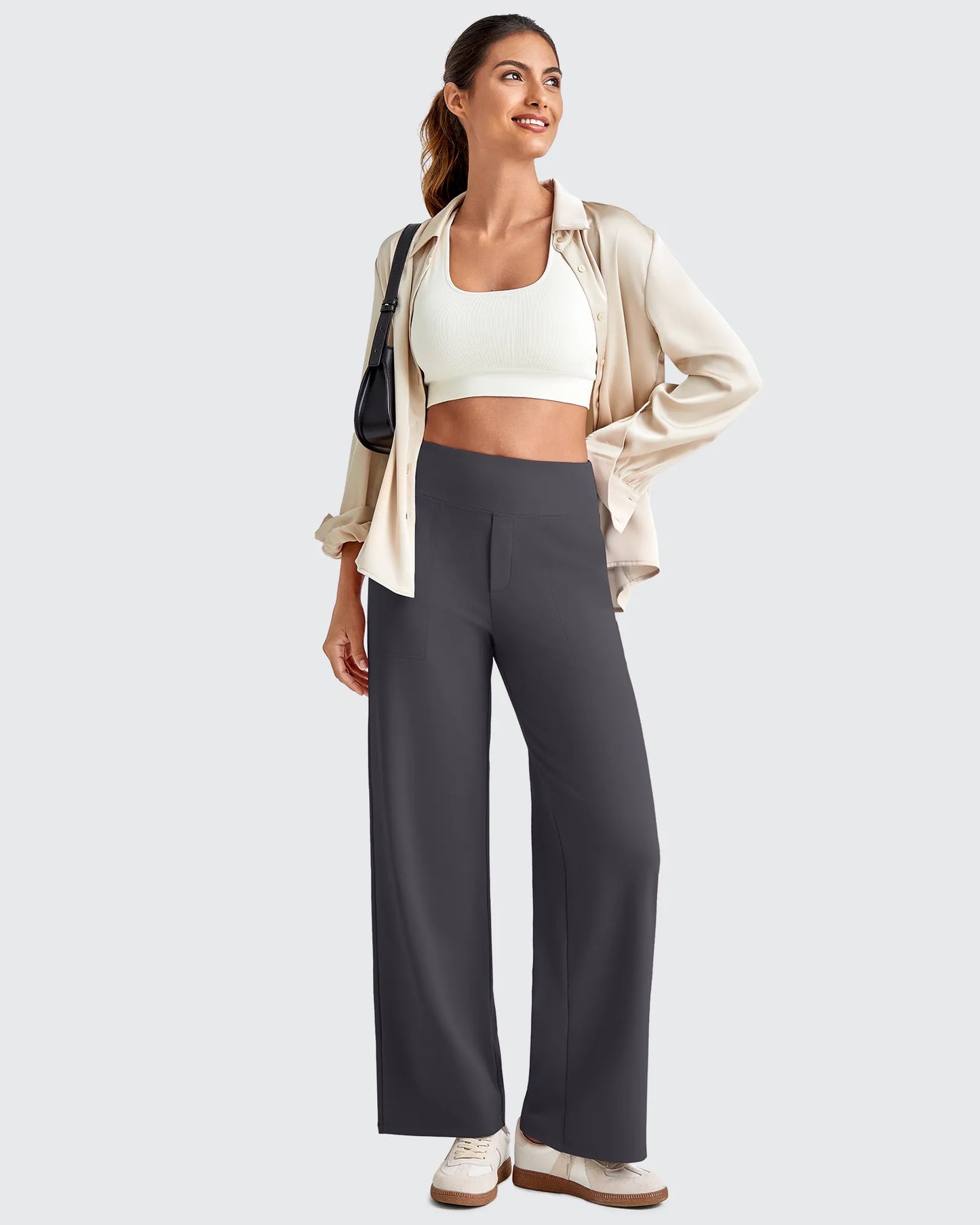 Pantalones de vestir capri elásticos de tiro alto EverGoing (talla regular)