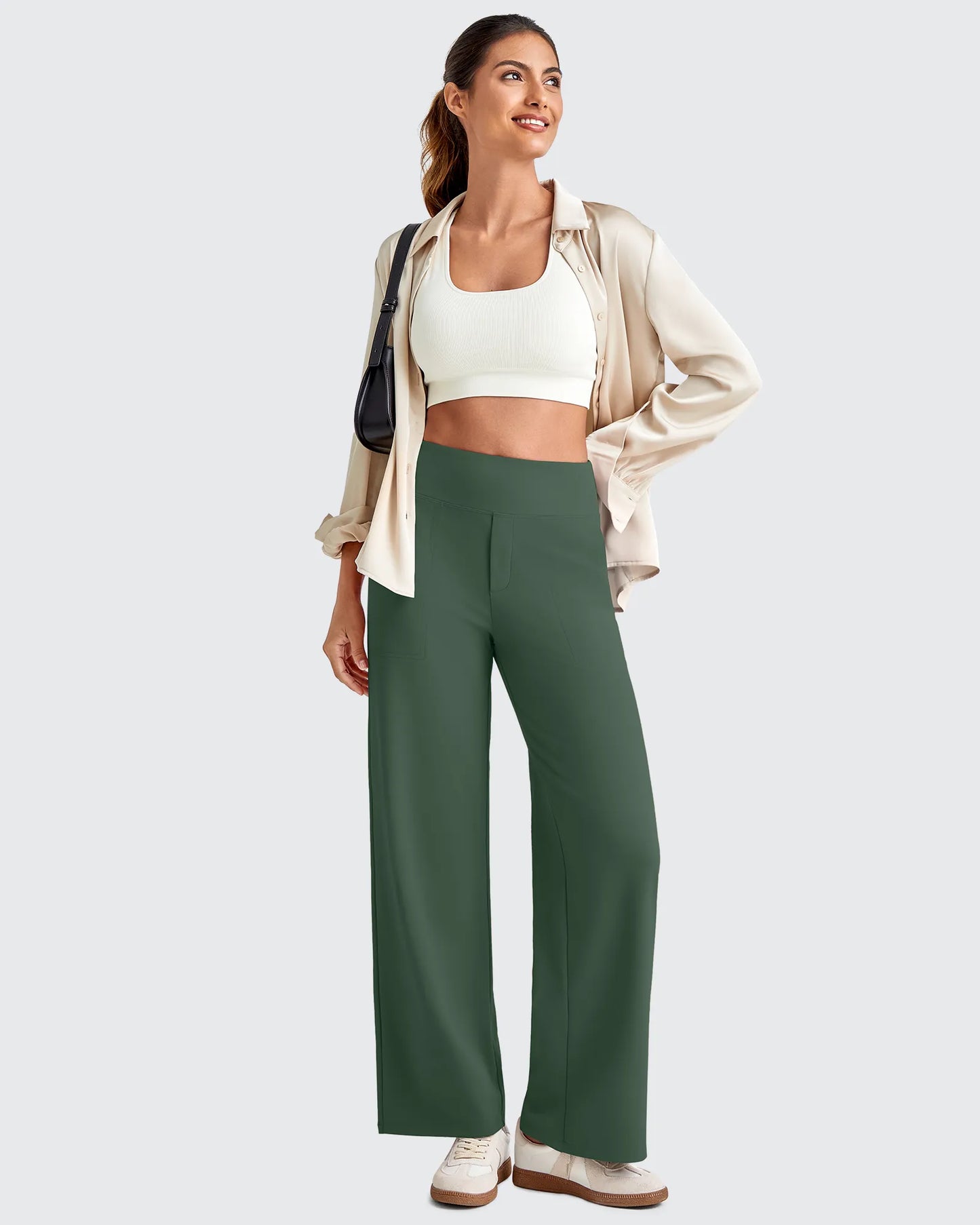 Pantalones de vestir capri elásticos de tiro alto EverGoing (talla regular)