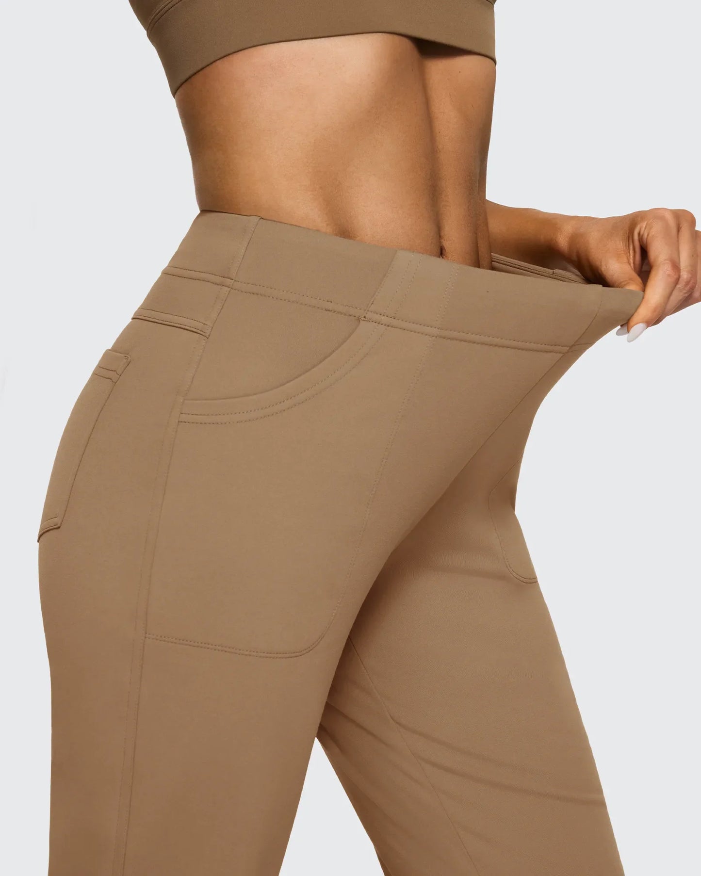 Pantalones de trabajo acampanados de tiro alto con forro polar