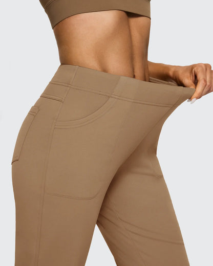 Pantalones de trabajo acampanados de tiro alto con forro polar