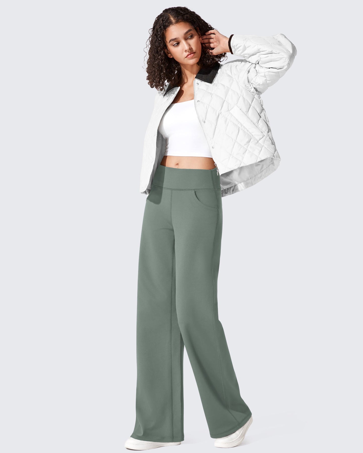 Pantalones térmicos de cintura alta y pierna ancha con forro polar EverGoing