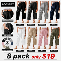 8 pack-Black + Dark Gray + Light Gray + Navy + White + Khaki + Pink + Olive Green