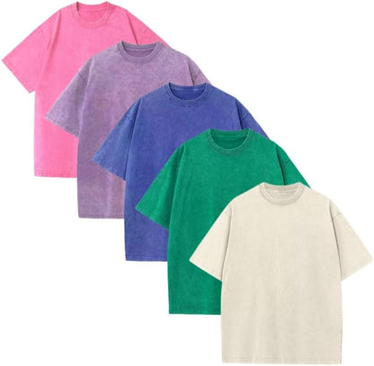 (5-Pack)Oversized Unisex Vintage Heavyweight Cotton T-Shirts