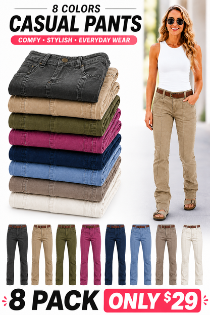 8 PACK Women’s High Stretch Mid Rise Pants