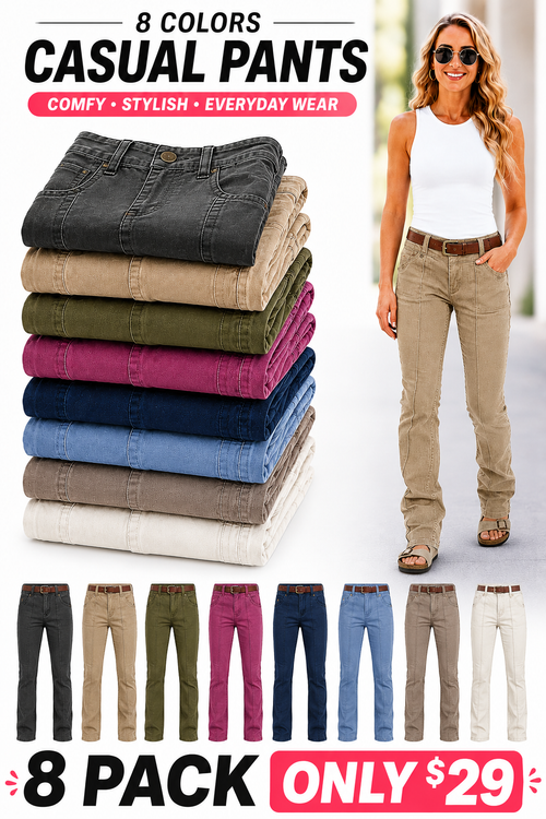 8 PACK Women’s High Stretch Mid Rise Pants