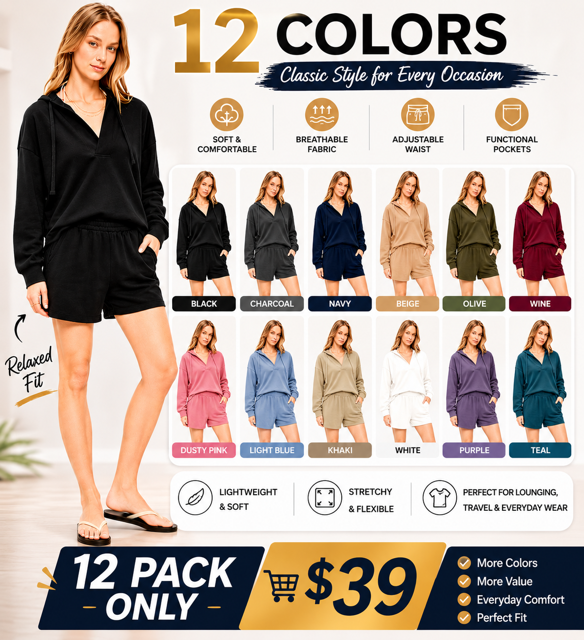 Women's High-Waisted Pull-On Shorts+TOP