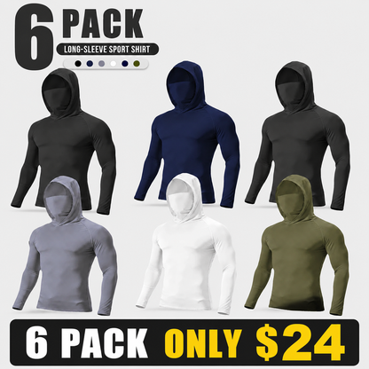 Conjunto de 6 piezas de jersey con capucha casual – Ligero y transpirable, protección solar UPF, lavable a máquina (fb)