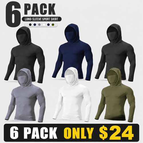 Conjunto de 6 piezas de jersey con capucha casual – Ligero y transpirable, protección solar UPF, lavable a máquina (fb)
