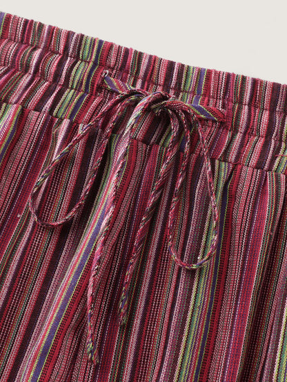 Colorful Floral Striped Pockets Shorts