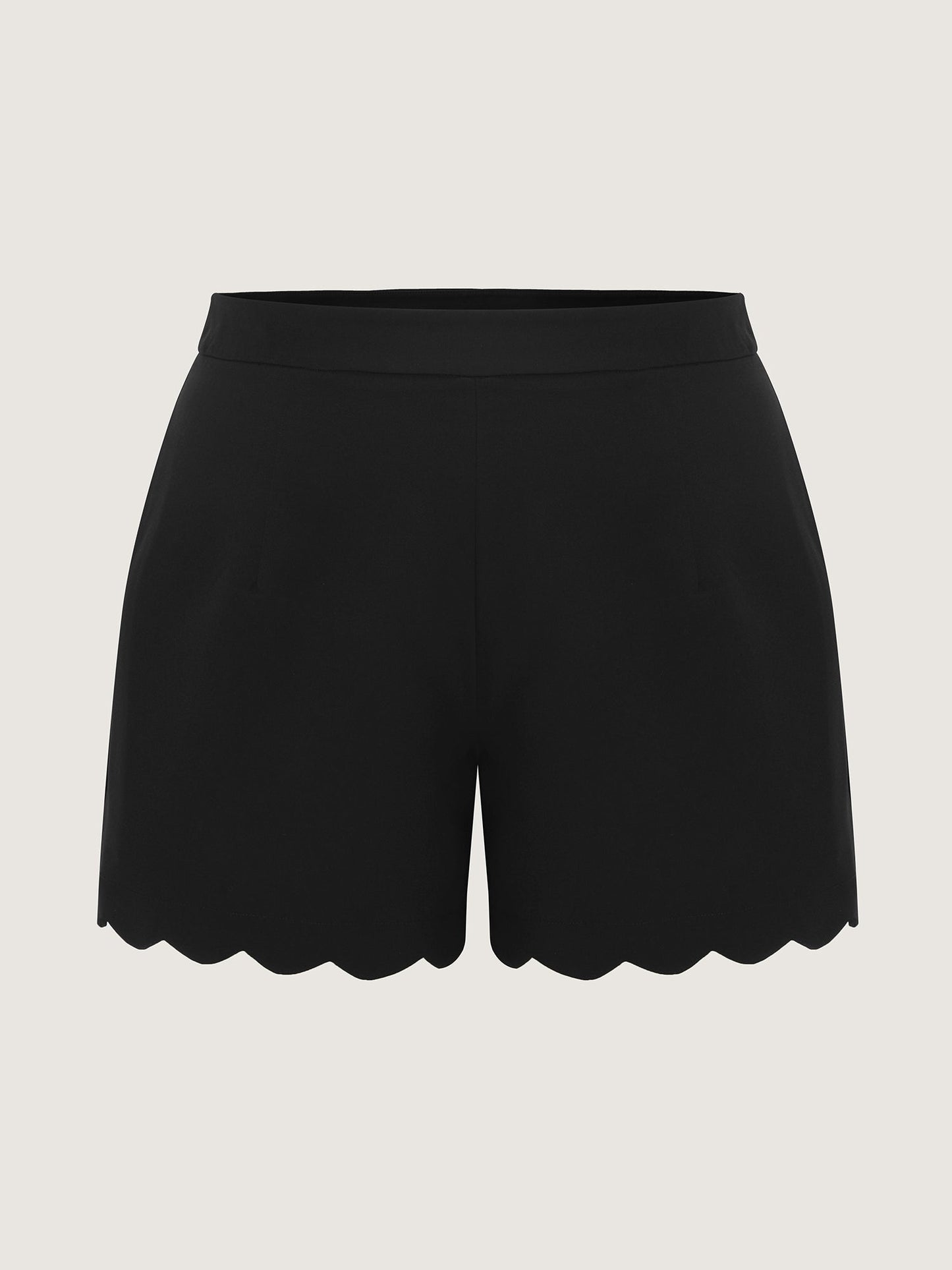 Stretchy Scalloped Hem Shorts