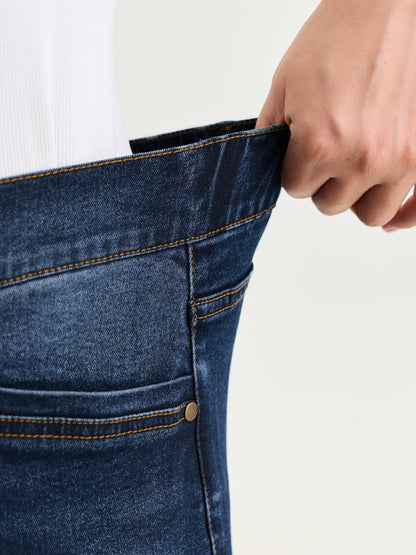 Stretchy Mid-Rise Skinny-Fit Denim Shorts