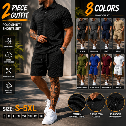 8 PACK Polo Shirt and Shorts Two-Piece Set