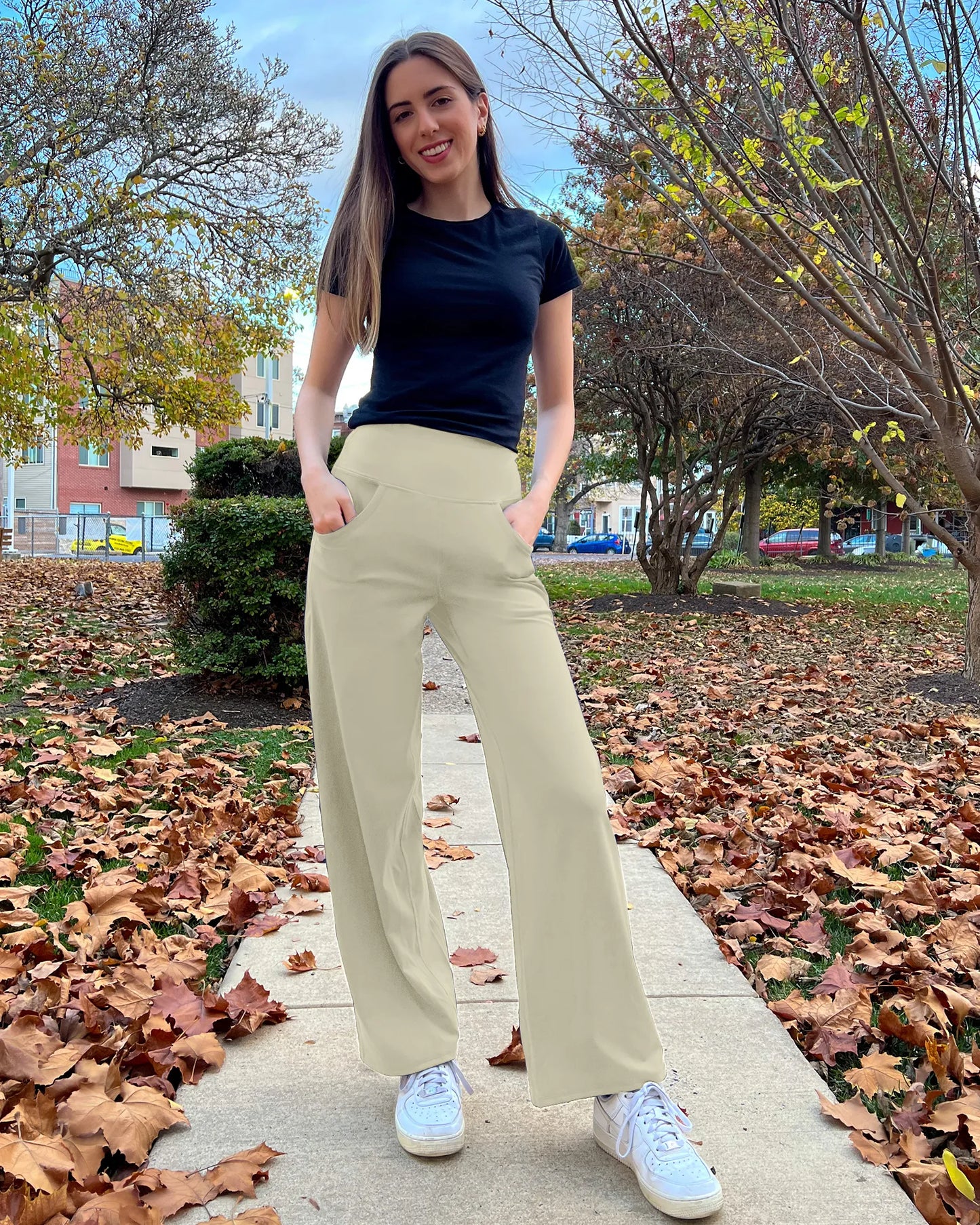 Pantalones Anchos de Mujer para Yoga con Bolsillos Largos