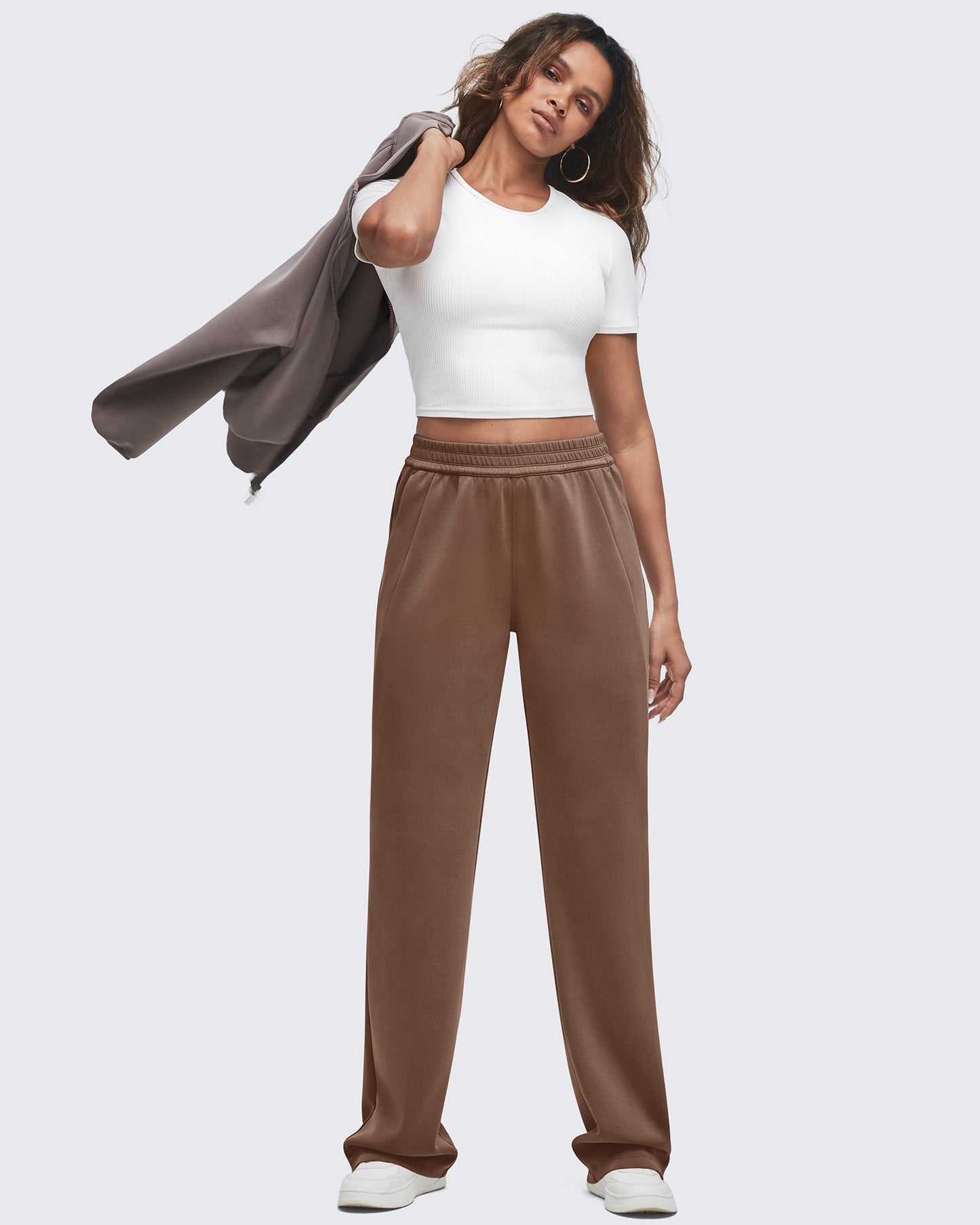 Pantalones de chándal de pernera ancha con cintura elástica Smoofit altos