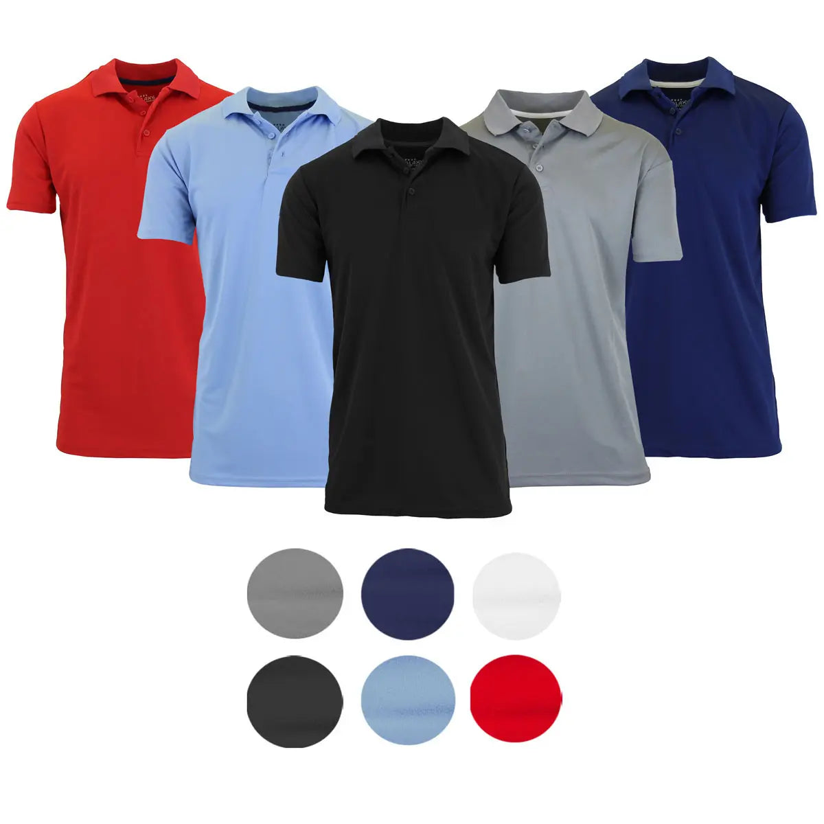 (5-Pack)Men's Dry Fit Moisture-Wicking Fabric Polo Collar Shirt Menswear Stylish Ribbed Sleeve
