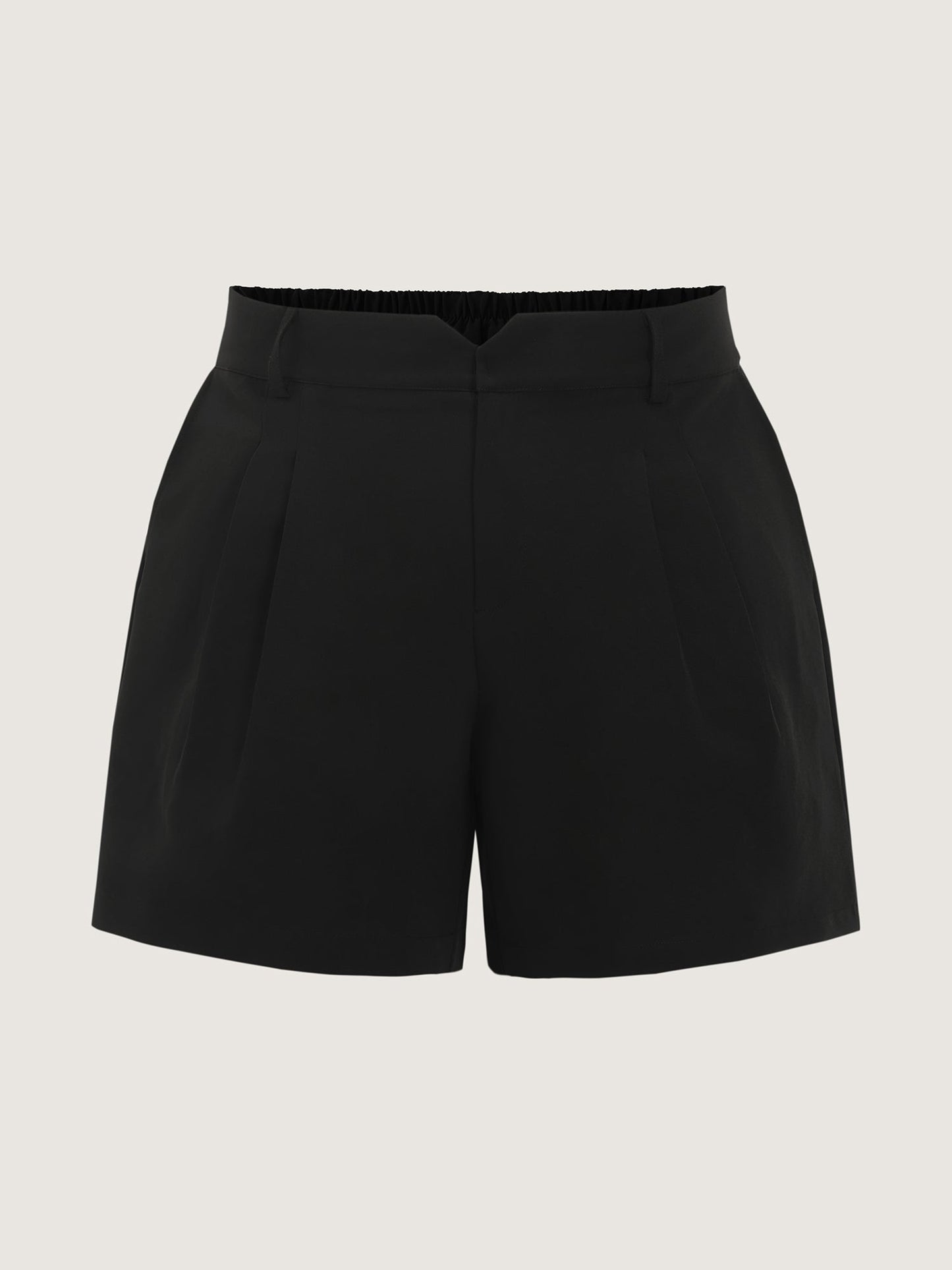 Stretchy Elastic Waist Pleated Shorts