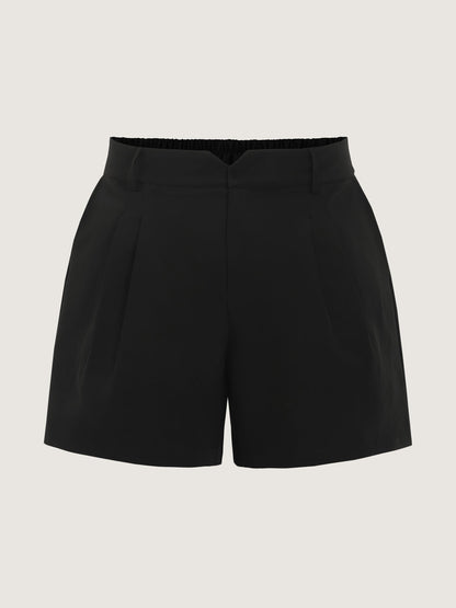 Stretchy Elastic Waist Pleated Shorts