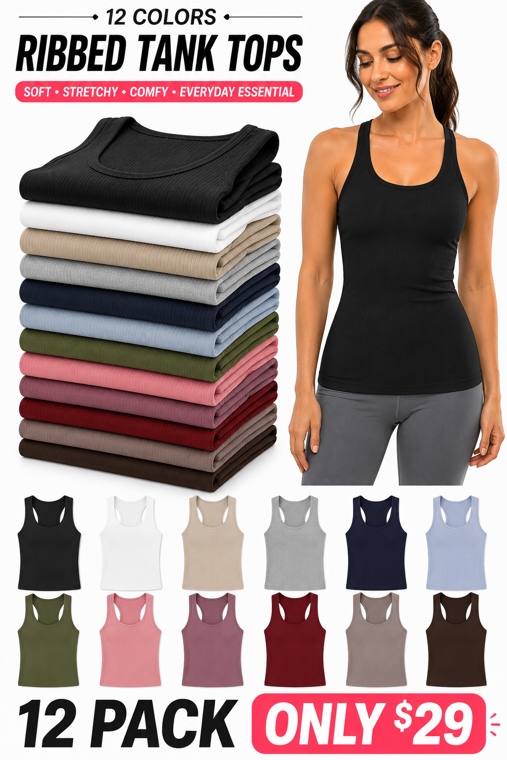Final 3-Hour Sale🔥Women Workout Tank Tops with Built in Bra