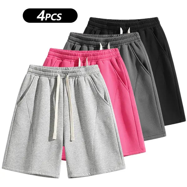 (4-Pack)Men's Solid Pocket Lightweight Breathable Casual Workout Shorts