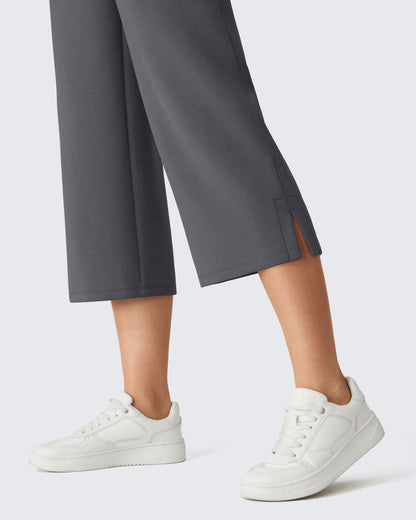G4Free Smoofit Pantalones Capri de Pierna Ancha con Cordón y Bolsillos