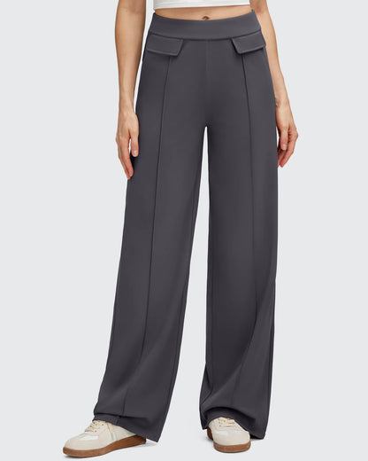 Pantalones Elegantes de Pierna Ancha EverGoing con Bolsillos de Solapa