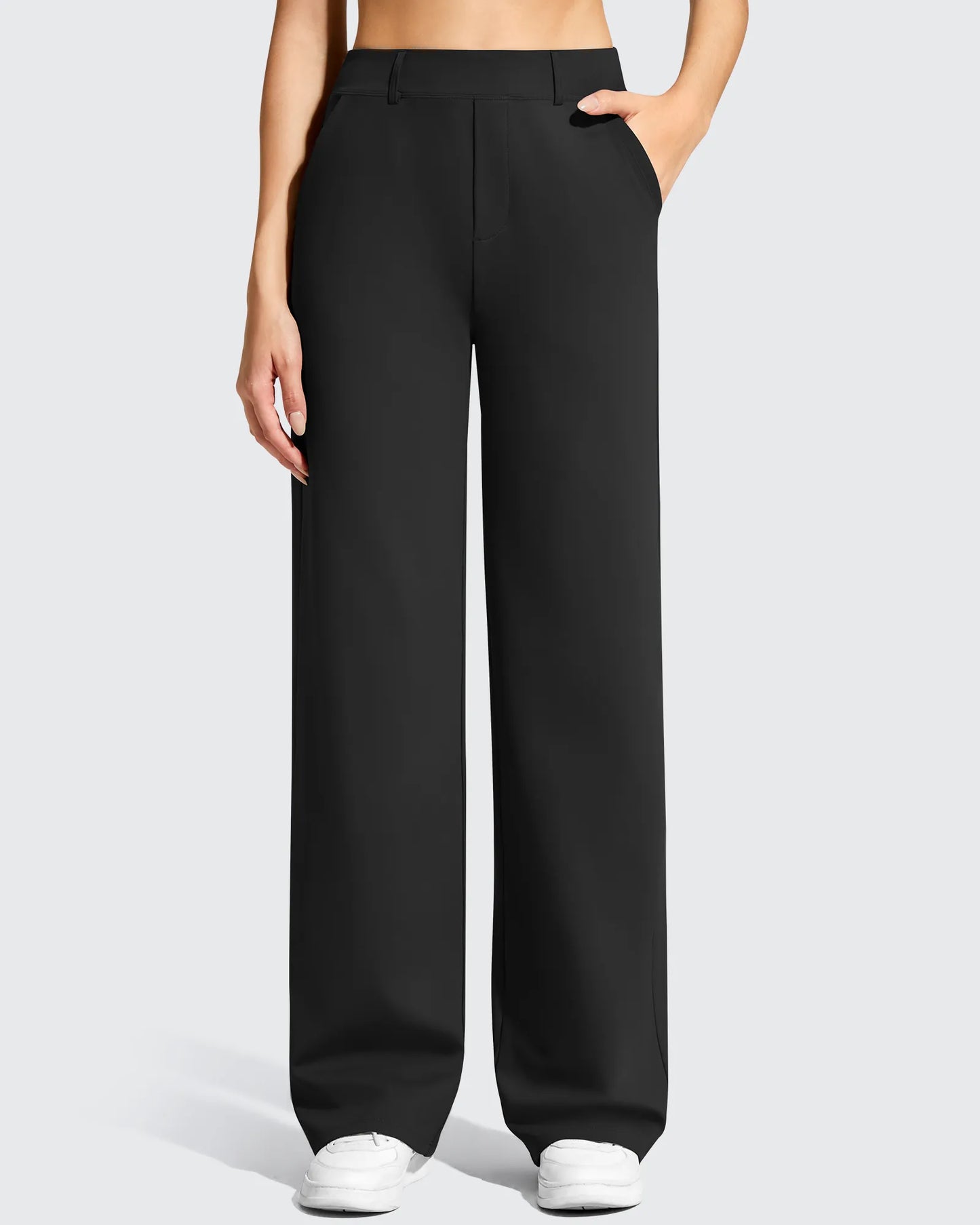 Pantalones de vestir de talle alto con trabillas y pierna ancha EverGoing