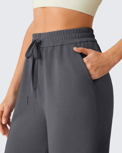 G4Free Smoofit Pantalones Capri de Pierna Ancha con Cordón y Bolsillos