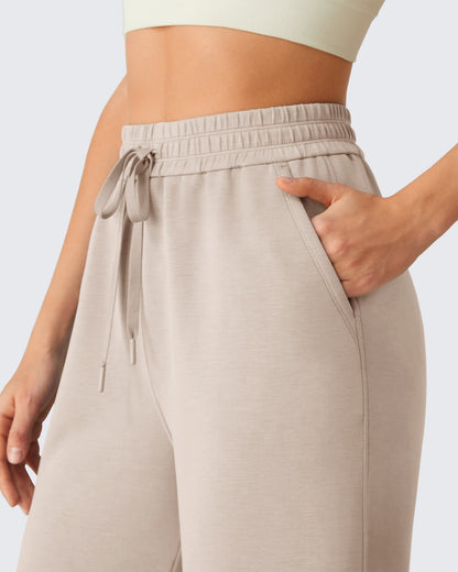 G4Free Smoofit Pantalones Capri de Pierna Ancha con Cordón y Bolsillos