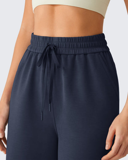 G4Free Smoofit Pantalones Capri de Pierna Ancha con Cordón y Bolsillos