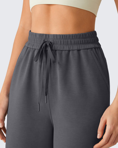G4Free Smoofit Pantalones Capri de Pierna Ancha con Cordón y Bolsillos