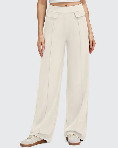 Pantalones Elegantes de Pierna Ancha EverGoing con Bolsillos de Solapa