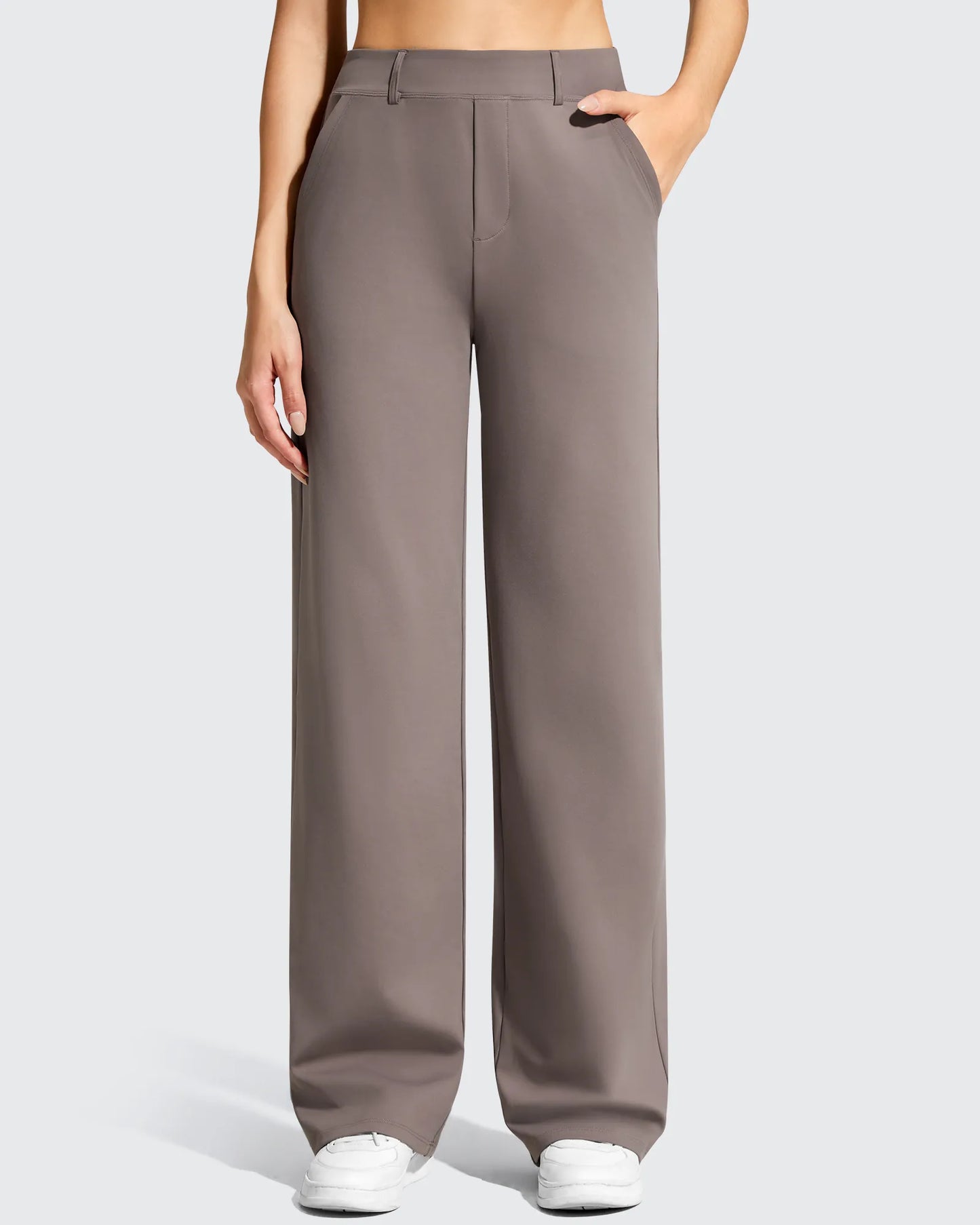 Pantalones de vestir de talle alto con trabillas y pierna ancha EverGoing